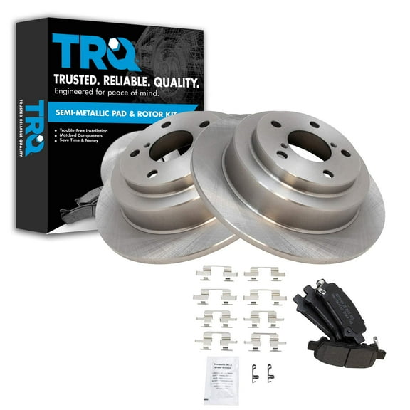 TRQ Rear Brake Pad & Rotor Kit Brake Pads Brake Rotor Semi-Metallic Fits Select 1998-2003 Subaru Forester 1999-2003 Impreza
