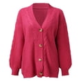 thumbnail image 2 of KaLI_store Sweaters for Women Trendy Women's Cardigan V Neck Long Sleeve Button Down Color Block Knit Ribbed Neckline Cardigans B,L, 2 of 5