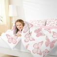 thumbnail image 4 of Homewish Chic Butterflies Bedding Comforter Set,Cartoon Animal Twin Comforter Sets,White Pink Bedding Set For Girls Kids,Microfiber Bedroom Decor Reversible,2pcs, 4 of 8