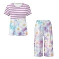 thumbnail image 5 of DISNIMO Daisy Printed Womens Pajama Set, Tie Dye Printed Sleepwear Soft 2 Piece Pjs Set Short Sleeve Tops and Capri Pant Lounge, XL, 5 of 7