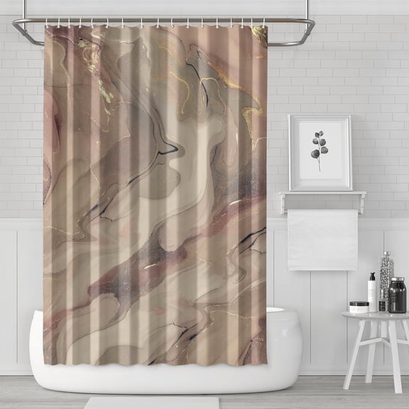 Boho Style Shower Curtain Marble Floral Vintage Retro Shower Curtain for Bathroom Home Decor Bathtubs Waterproof Fabric Curtain with 12 Hooks 72x72in