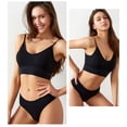 thumbnail image 3 of Conjunto de bragas y sujetador conjunto de ropa interior con sujetador elástico negro de estilo básico con cuello en V inalámbrico para el hogar ANGGREK Otros, 3 of 7