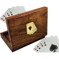 thumbnail image 1 of SKAVIJ Handmade Playing Card Holder 2 Deck Box of Playing or Poker Card Protector Wooden Gift, 1 of 1