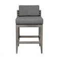 thumbnail image 6 of Vivid Outdoor Patio Bar Stool in Gray Eucalyptus Wood with Gray Olefin Cushions, 6 of 13
