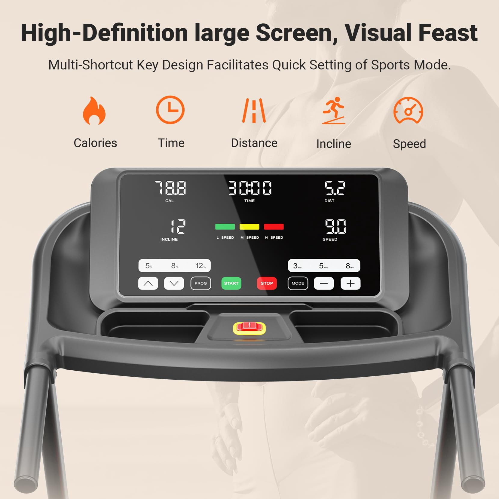 COFUNOK Treadmill With Auto 12% Incline,3.0HP Folding Treadmills for Home Running Walking ,Max 9MPH Speed,300 lbs Weight Capacity