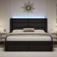 thumbnail image 6 of 4 EVER WINNER Full Bed Frame with LED Light, Modern Upholstered Platform Bed Frame Headboard and Footboard, Black Full Size Bed Frame, Black, 6 of 6