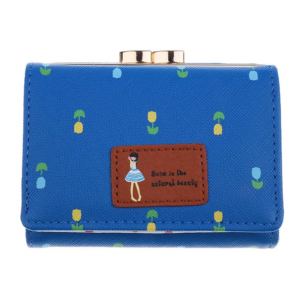 Cartera de Cuero para Mujer, Bolso de Mano, Monedero, Tarjetero - Azul real Sunnimix Mini billetera para mujer