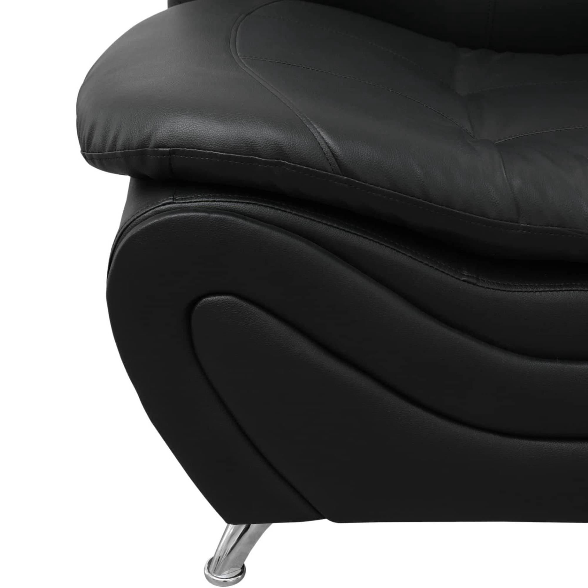 Trumanpick Leather 3 Seat Sofa Chair, Modern Comfy Sofa Couch for Living Room Furniture, Black