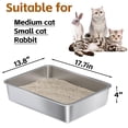 thumbnail image 2 of Stainless Steel Litter Box - Metal Cat Litter Box -4“ H Cat Litterbox Low Entry Pet Toilet Supplies for Kitty, Kitten, Rabbit, Puppy,No Stick Easy Clean-No Smell, 2 of 5