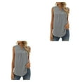 thumbnail image 1 of Qarigey Blusa sin mangas para mujer, camisa de encaje con cuello en V, chaleco refrescante transpirable para vacaciones en la playa, ropa de Gris XXL 2piezas, 1 of 6