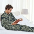 thumbnail image 4 of Mens Pajamas Set, Paisley Pattern No.9075 Button Down Long Sleeve Loungewear Sleepwear Pjs sets for Men, 4 of 5