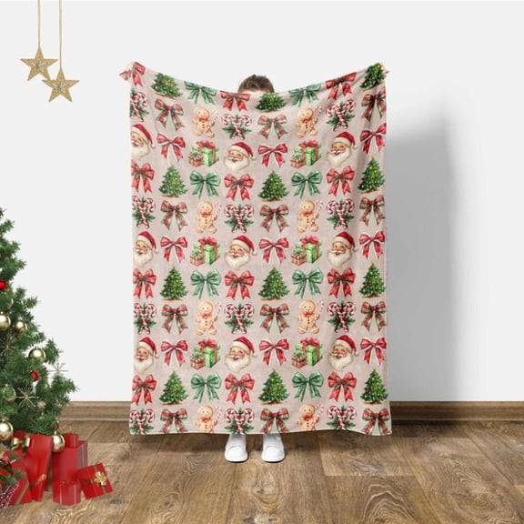Festive Santa Claus Christmas Blanket, Unique Holiday Gift for Men Women Kids, Winter Decor & Thanksgiving Cozy Throw