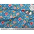 thumbnail image 2 of Soimoi Rayon Fabric Leaves & Peach Flower Floral Print Fabric by The Yard 42 Inch Wide, 2 of 3