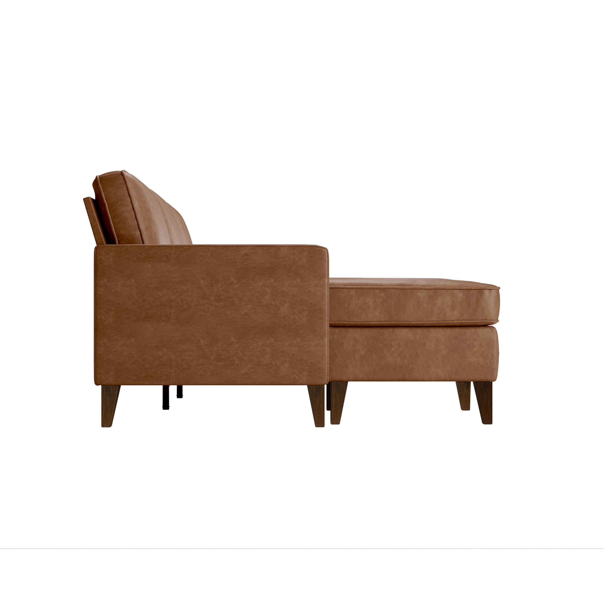 Jianna Faux Leather Reversible Sectional, Saddle Brown