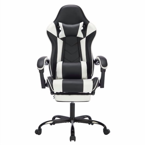 Gaming Chair with Footrest,Height Adjustable Ergonomic Computer Chair with Headrest and Lumbar Support, for Adults, Black White