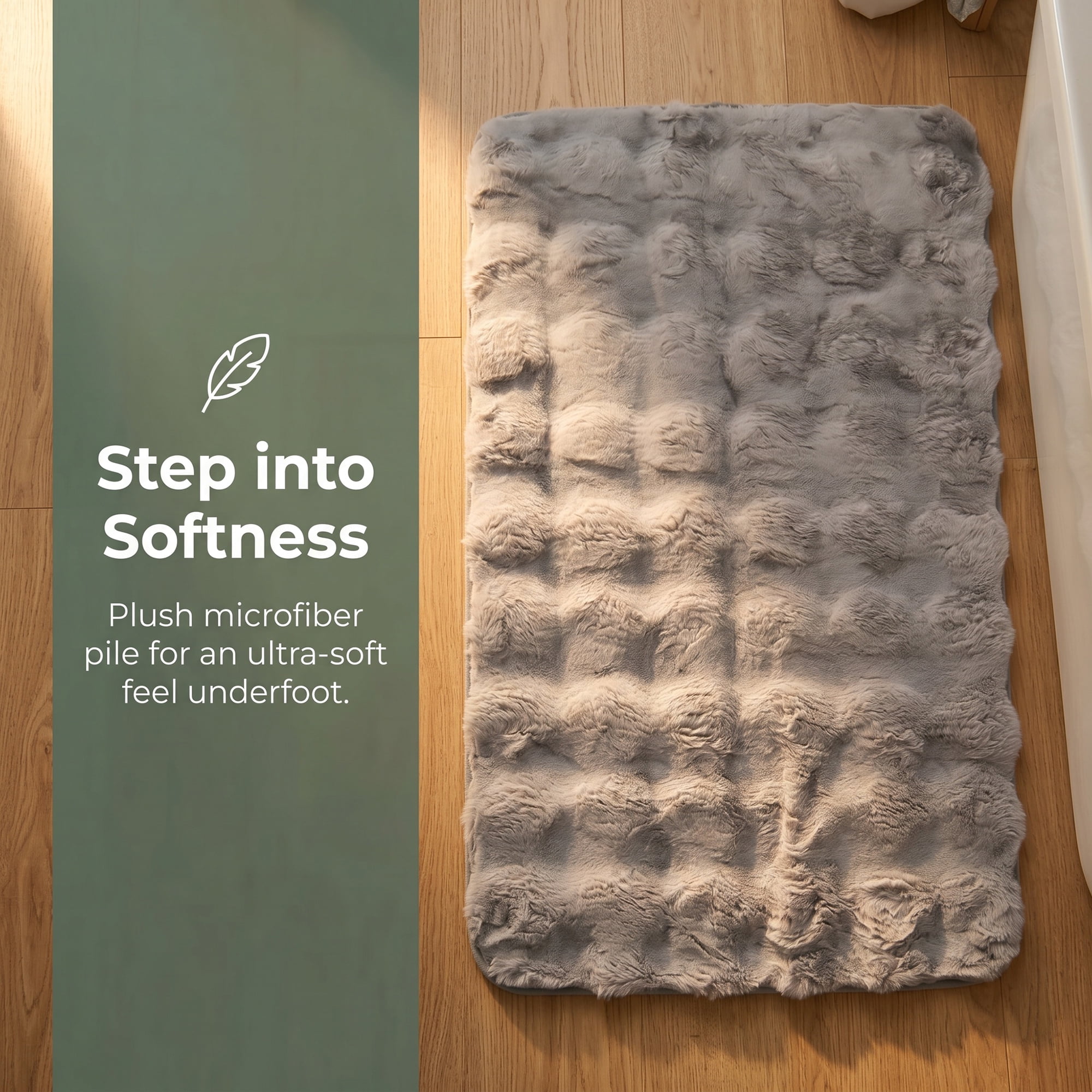 Unique Bargains Soft Absorbent Microfiber Non-Slip Washable Bathroom Rug Gray 32" x 20"
