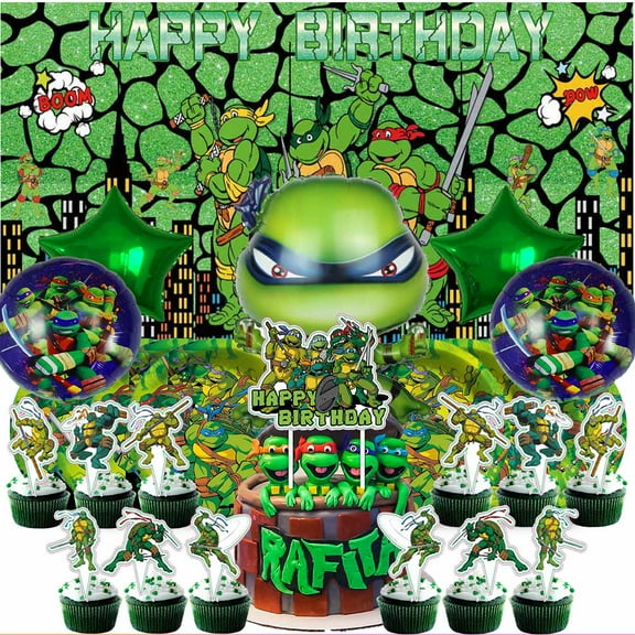 TMNT Teenage Mutant Ninja Turtles Supplies Plates Decoration Backdrop Banner Birthday Decor Tableware Fans Balloons