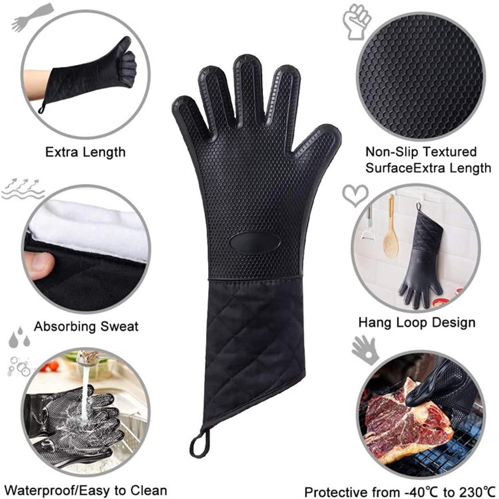 Fiocias Loviver 4 Oven Mitts and Pot Holders 230 Degree Gloves Waterproof Kitchen Gloves