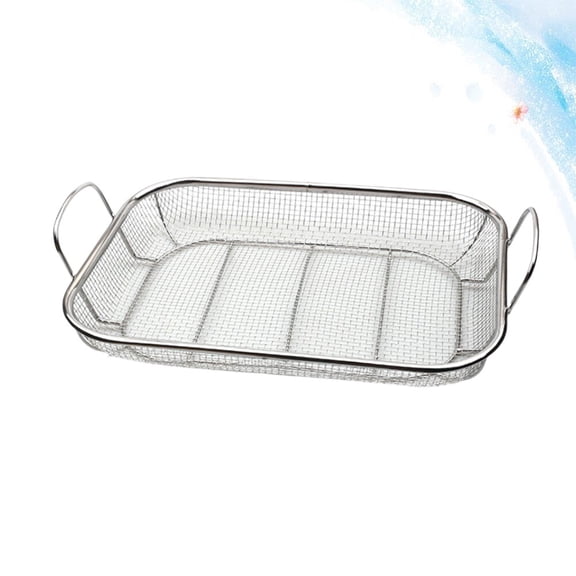 FRCOLOR 1pc Stainless Steel Barbecue Basket Grill Basket Container Portable Storage Basket BBQ Drainer Multifunctional Drying Plate (Silver)