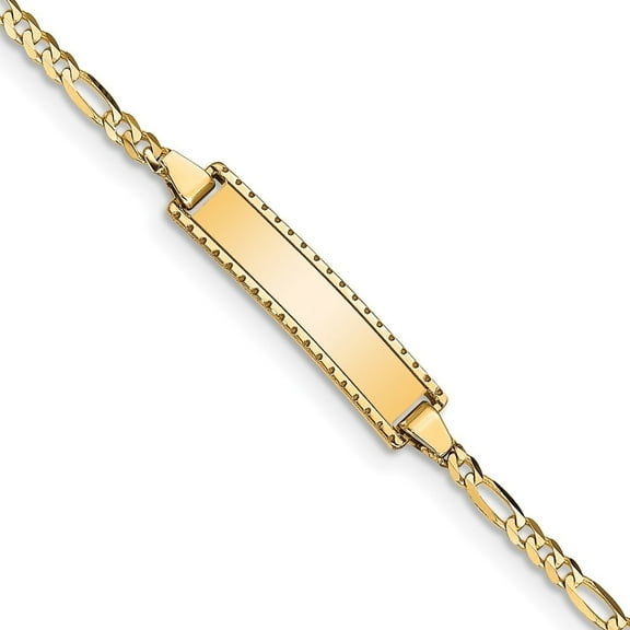 Auriga Fine Jewelry 14K Yellow Gold Figaro Link Id Bracelet 6 inch for Women