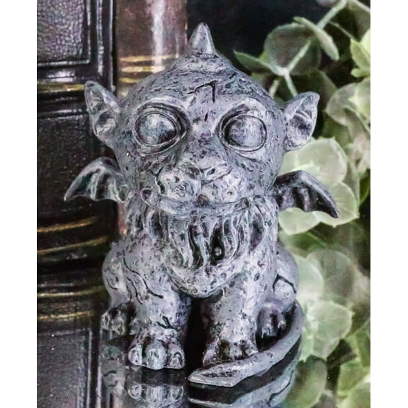 Gothic Winged Chimera Guardian Baby Lion Gargoyle Figurine Faux Stone Finish