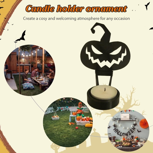 Portavelas de terror de metal para Halloween Shadow Caster para decoración del hogar (E)