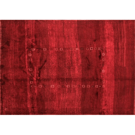 Ahgly Company Indoor Rectangle Abstract Red Contemporary Area Rugs, 2' x 4'