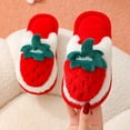 thumbnail image 2 of Generic Baby Christmas Slipper Cartoon Strawberry Pattern Bedroom Slippers For Kids Cotton Slippers Girls Boys House Slippers Winter Warm Indoor Shoes Clearance Shoes(4-4.5 Years,Red), 2 of 8