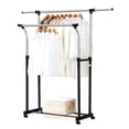 thumbnail image 1 of Zootealy HOME ORGANIZER Removable Double Rail Garment Rack Rolling Laundry Drying Rack Clothes Holder Storage Organizer with Bottom Shelf Adjustable Height Length for Home Bedroom, 1 of 8