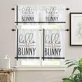 thumbnail image 1 of Easter 3 PCS Kitchen Curtain Valance and Tiers Set, Rod Pocket Small Half Tier Valances Window Curtains Panel, Pink Easter Bunny Ear Spring Floral Black Stripes 55"x24" (Set of 2 Tiers & Valance), 1 of 5