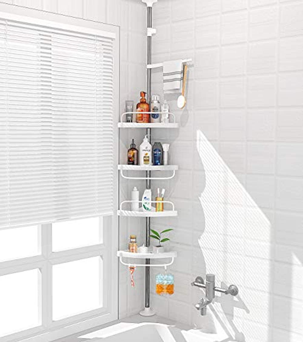Dracelo 12.6 in. W x 3.43 in. D x 4.33 in. H Silver Shower Caddy Bathroom Shelf 2-Pack Wall Mounted Storage Organizer