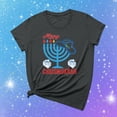 thumbnail image 2 of Penkiiy Happy Hanukkah Shirt Women Chrismukkah Shirt Cat Candle Shirt Love and Light T-Shirt Festival Short Sleeve Tops Dark Gray, 2 of 6