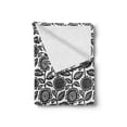 thumbnail image 2 of Floral Soft Flannel Fleece Blanket, Minimalist Toned Flowers Spring Blooms Opening Folk Art Hand Drawn Like, Cozy Plush for Indoor and Outdoor Use, 50" x 70", Charcoal Grey and White, by Ambesonne, 2 of 6