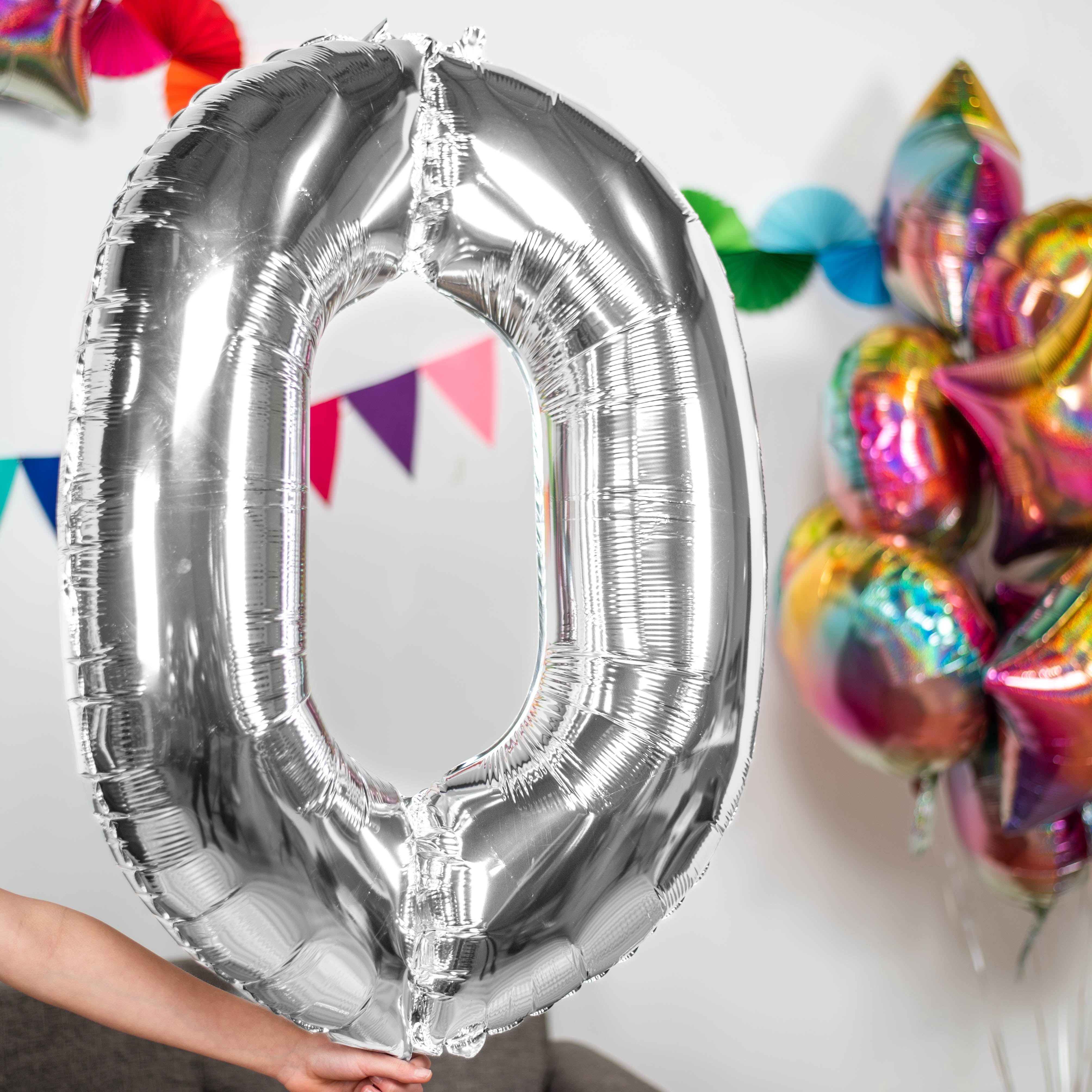 Anagram Foil Number 0 Balloon, 34in, Silver