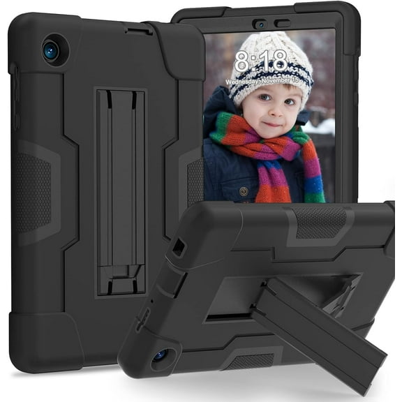 NSFN for TCL TAB 8 LE Case, TCL TAB 8 Case for Kids, Heavy Duty Rugged Full-Body Hybrid Shockproof Drop Protection Cover for TCL Tab 8 LE (Model:9137W) 2023/TCL Tab 8 WiFi (Model:9132X) (1-Black)