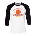 thumbnail image 1 of Halloweentown University Three-Quarter Raglan Sleeve Baseball Shirt Unisex Medium White/Black, 1 of 5