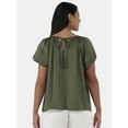 thumbnail image 4 of Time and Tru Women's Shirred Satin Top with Short Sleeves, Sizes XS-XXXL, 4 of 5