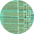thumbnail image 1 of Ahgly Company Indoor Round Abstract Turquoise Blue Modern Area Rugs, 4' Round, 1 of 4
