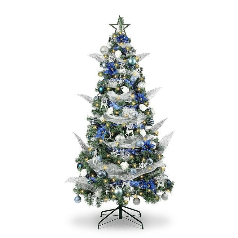 WBHome 6FT Decorated Artificial Christmas Tree with Ornaments and