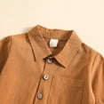 thumbnail image 3 of GYRATEDREAM Toddler Baby Boy Summer Clothes Solid Color Long Sleeve Button Down T-Shirt Tops Elastic Waist Shorts Summer Outfit Clothes, 12-18M, 3 of 5