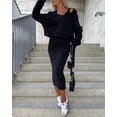thumbnail image 2 of Women's 2023 Spring 2 Piece Activewear Fall Long Sleeve Sports Tank Top and Midi Skirt Dress Set, 2 of 4