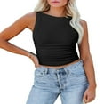 thumbnail image 1 of Women Slim Vest Solid Color Knitting Ribbed Irregular Backless Cropped Tank Tops, 1 of 7