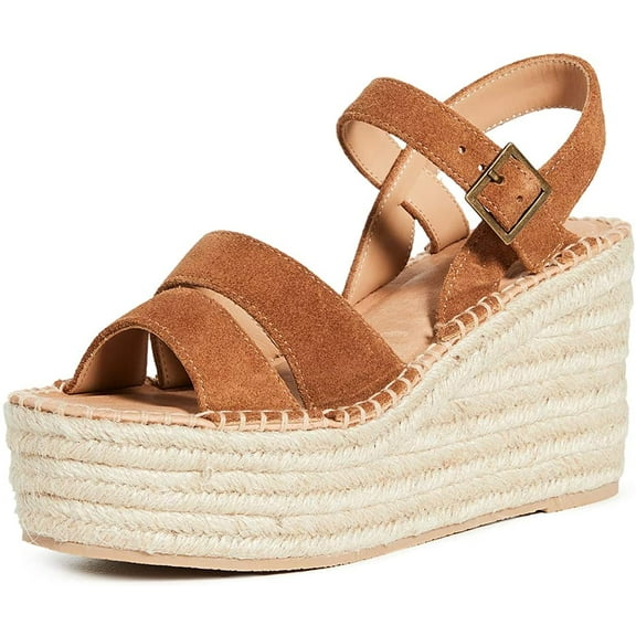 Soludos Womens Como Platform Wedge Sandals Brown Suede Size 10
