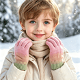 thumbnail image 6 of TKKCS Kids Gradient Knit Gloves Soft Stretchy Full Fingers Warm Elastic Ribbed Cuff Winter Gloves for Boys Girls Multicolor 3-8Years, 6 of 7