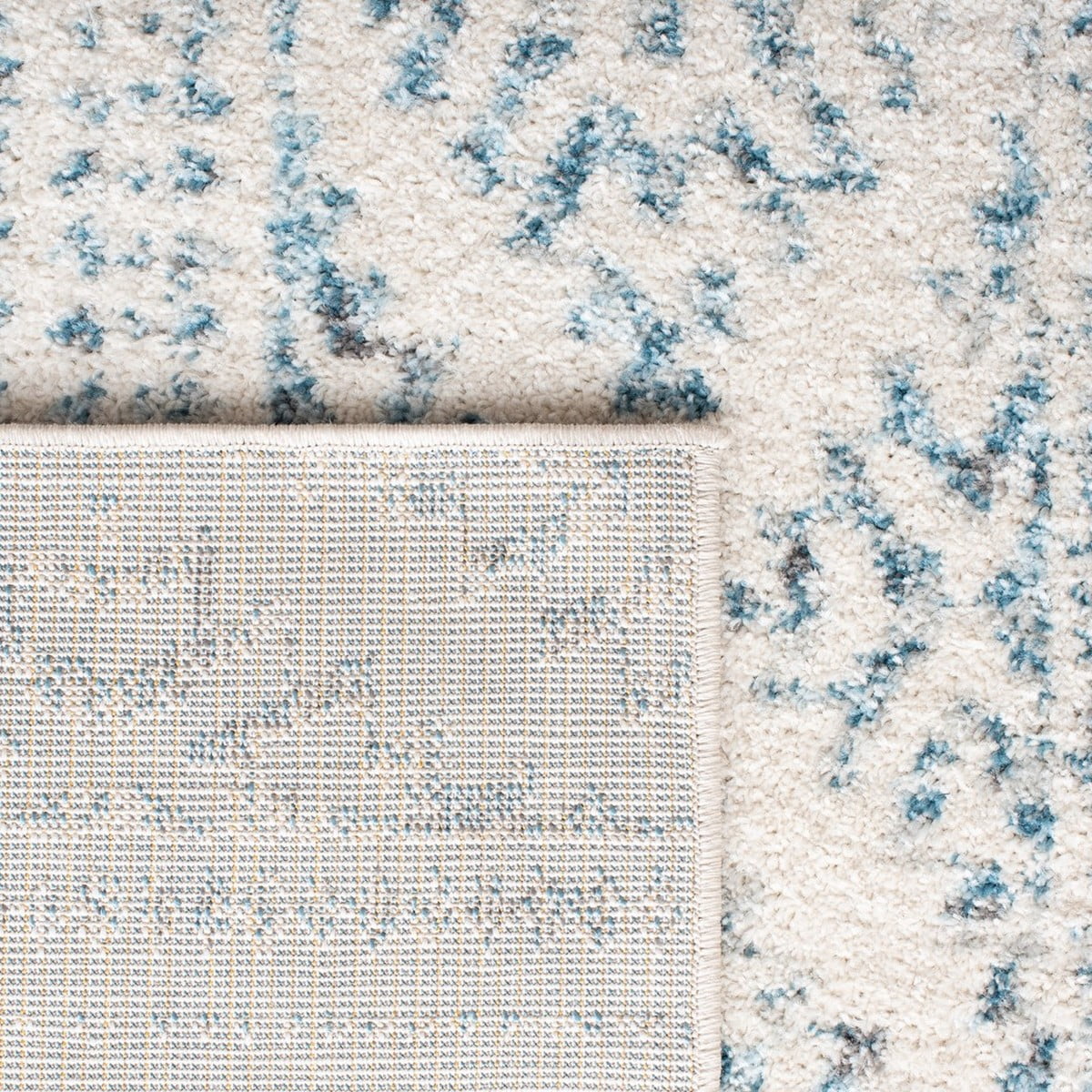 SAFAVIEH Tulum Lakisha Distressed Southwestern Area Rug, 6'7" x 6'7" Square, Ivory/Turquoise
