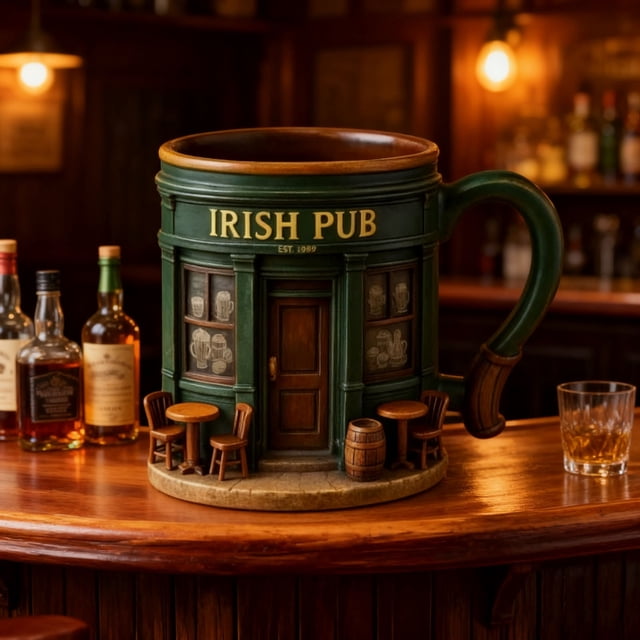 Todaioua 2PCS Irish Bar Style Coffee Mug Set - Unique Decorative Cup for Home/Office Desktop, Durable Material, Versatile for Coffee/Tea, Ideal Gift for Coffee Lovers