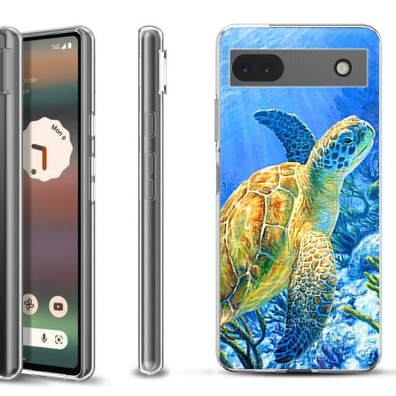 Slim-Fit Gel TPU Phone Case for Google Pixel 6a, by OneToughShield ® - Sea Turtle