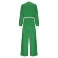 thumbnail image 4 of Hueook 2 Piece Sets for Women Fashion Women Solid V-Neck Casual Long Sleeve + Long Pant Suit 2PC Set Green S, 4 of 8