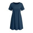 thumbnail image 5 of jtjvou Swimsuit Coverup for Women 2026 Short Sleeve Bathing Suit Cover Ups Beach Summer T-Shirt Dresses with Pockets Navy L, 5 of 8