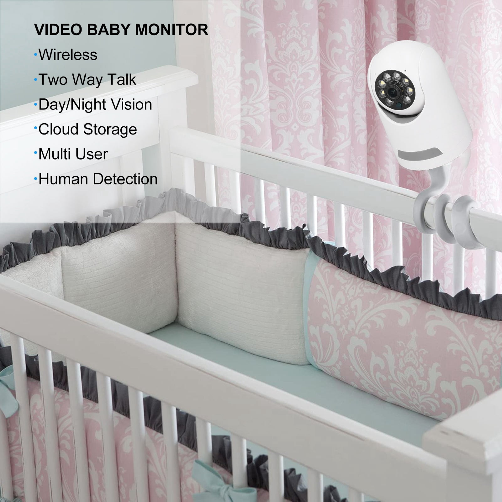 Suodoka 3MP Wireless Video Baby Monitor with Night Vision & 2-Way Talk, Long Range Smart Camera for Infant & Newborn Care (6.3 inches / 16 cm)
